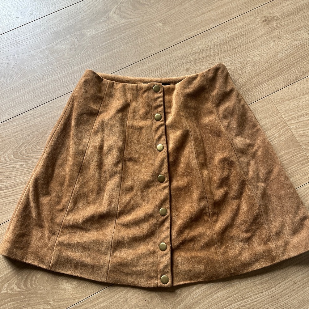 Button-Front Tan Skirt
